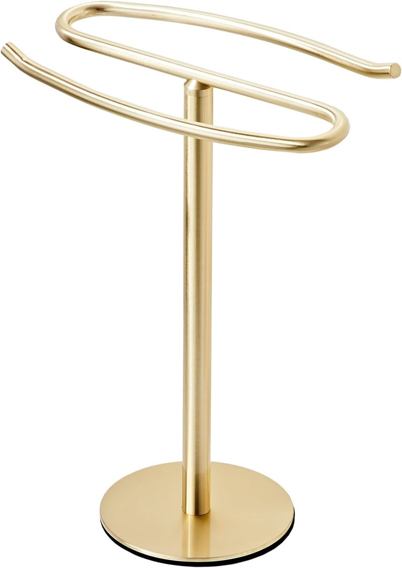 BTHRMHW Gold Hand Towel Holder Stand,13 Inch Free-Standing Towel Rack, SUS304 Stainless Steel Towel Bar Rack Stand, Tower Bar for Bathroom Kitchen Vanity Countertop… - Image 1